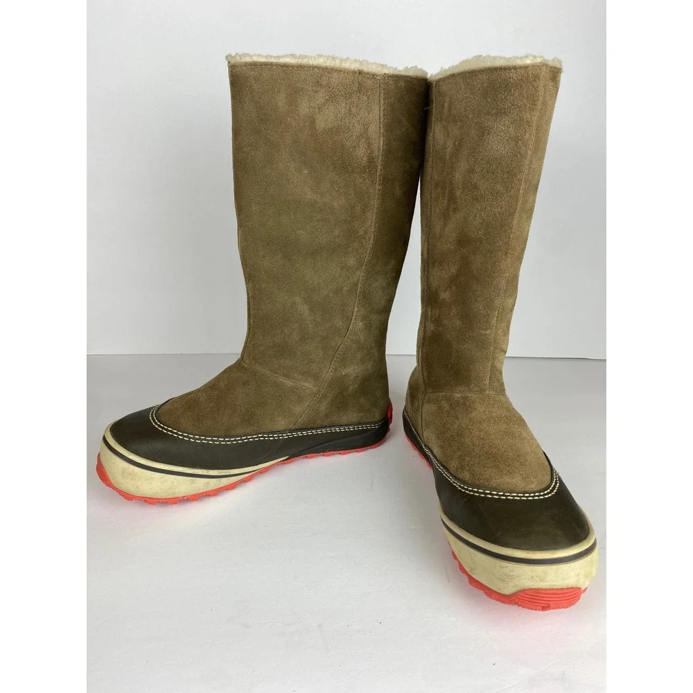 Sorel Brown Suede Winter Boots‎ Women 6.5 NL1609-269 Coral Sole Snow Boots
